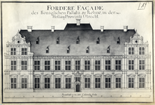 6263 Opstand van de voorgevel van het paleis van Frederik van de Palts ( Het Koningshuis ) te Rhenen.